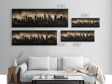 Cargar imagen en el visor de la galería, City Skyline Grunge Wall Art Canvas Print, City Art, Dark Urban Art, Large Urban Art Print, Wall Decor, Panoramic, Wall Art, Canvas Print