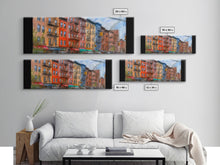 Cargar imagen en el visor de la galería, Colorful Abstract Row Of Buildings City Canvas Print, Large Urban Art Print, Cityscape Art, Vibrant Art, Panoramic, Wall Art, Canvas Print
