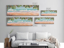 Load image into Gallery viewer, Beach Shore Art Canvas Print, Green Leaves, Canvas Beach Wall Art, Ocean Waves, Beach Sand Wall Art, Panoramic, Wall Art, Canvas Print