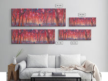 Load image into Gallery viewer, Enchanted Forest Art, Abstract Forest Art, Pink Forest, Pastel Wood, Wall Decor, Large Canvas Print, Panoramic, Wall Art, Canvas Print