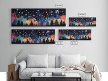 Carregar imagem no visualizador da galeria, Abstract Forest Art, Dark Forest Art, Autumn Canvas Print, Starry Night Sky, Framed Canvas Print, Panoramic, Wall Art, Canvas Print