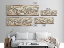 Load image into Gallery viewer, RPG World Map Concept Art, Ready To Hang Canvas Print, Panoramic Art, Extra Wide Wall Decor, Cool Mancave Art, D&D, DND