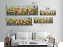 Carregar imagem no visualizador da galeria, Framed Canvas Print of Original painting, Large wall art, Boho wall décor, Flower painting, Home decor, Modern art, Bedroom decor, Panoramic