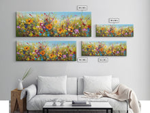 Carregar imagem no visualizador da galeria, Panoramic Wild Flower Mural Canvas Print, Framed Wall Art, Minimalist Decor, Abstract Oil Painting Of Flowers, Floral Art
