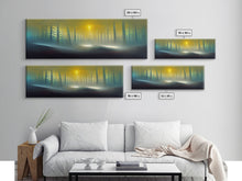 Carregar imagem no visualizador da galeria, Foggy Forest, UFO Sighting, Ready To Hang Canvas Print, Panoramic Art, Scifi Wall Art