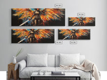 Load image into Gallery viewer, The Battle Angel, Framed Canvas Print, Game Room Art, Panoramic Painting, Panoramic Wall Art, Extra Large Wall Art