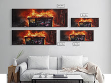 Carregar imagem no visualizador da galeria, A Bigger Dumpster Fire, Panoramic Canvas Print, Framed Wall Art, Wall Decor, Graffiti Art