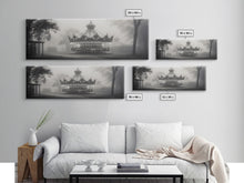 Load image into Gallery viewer, Creepy Carousel / Merry Go Round Wall Art, Framed Canvas Print, Black And White Art