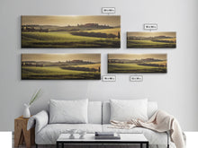 Load image into Gallery viewer, Italian Countryside at Sunset, Extra Large Wall Art, Framed Panoramic Canvas Print, Framed Wall Decor