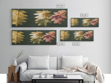 Carregar imagem no visualizador da galeria, Fall Decor, Fall Leaves Panoramic Art, Extra Large Wall Art, Framed Panoramic Canvas Print, Framed Wall Art