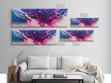 Carregar imagem no visualizador da galeria, Bubblegum Pink Abstract Explosion Art, Extra Large Wall Art, Framed Panoramic Canvas Print, Framed Wall Art
