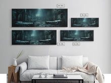 Load image into Gallery viewer, An Abandoned Insane Asylum, Canvas Print Framed Halloween Art, Spooky Decor Panoramic Halloween Art, Halloween Wall Art, Halloween Art Print