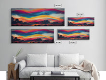 Load image into Gallery viewer, Beautiful Panoramic Sunset Watercolor, Extra Large Wall Art, Framed Panoramic Canvas Print, Framed Wall Art