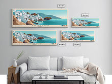 Load image into Gallery viewer, Amorgos, Greece Panoramic Print, Vacation Gift, Greece Wall Art, Beach Painting, Beach Decor, Large Wall Art, Wood Frame Art
