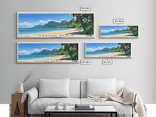 Load image into Gallery viewer, Anaoke Beach, Cook Islands Panoramic Beach Print, Vacation Gift, Cook Islands Wall Art, Beach Painting, Beach Decor, Beach Painting