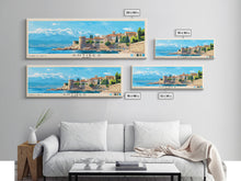 Load image into Gallery viewer, Antibes, France Panoramic Beach Print, Vacation Gift, France Wall Art, Beach Painting, Beach Decor, Beach Painting