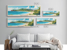 Load image into Gallery viewer, Antigua, Antigua and Barbuda Panoramic Print, Vacation Gift, Antigua and Barbuda Wall Art, Beach Painting, Beach Decor, Large Wall Art, Wood Frame Art