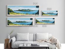 Load image into Gallery viewer, Auckland Island, New Zealand Panoramic Beach Print, Vacation Gift, New Zealand Wall Art, Beach Painting, Beach Decor, Beach Painting