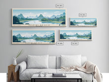 Load image into Gallery viewer, Bečići Beach, Montenegro Panoramic Print, Vacation Gift, Montenegro Wall Art, Beach Painting, Beach Decor, Beach Or Lakehouse Art
