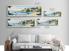 Load image into Gallery viewer, Belle Mare Plage, Mauritius Panoramic Beach Print, Vacation Gift, Mauritius Wall Art, Framed Canvas Print, Framed Beach Painting