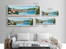 Load image into Gallery viewer, Borak, Croatia Panoramic Beach Print, Vacation Gift, Croatia Wall Art, Framed Canvas Print, Framed Beach Painting