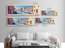 Cargar imagen en el visor de la galería, Burano, Italy Panoramic Print, Vacation Gift, Italy Wall Art, Beach Painting, Beach Decor, Beach Or Lakehouse Art