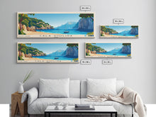 Carregar imagem no visualizador da galeria, Cala Violina, Italy Panoramic Beach Print, Vacation Gift, Italy Wall Art, Framed Canvas Print, Framed Beach Painting