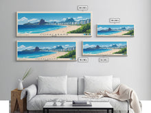 Load image into Gallery viewer, Copacabana, Brazil Panoramic Beach Print, Vacation Gift, Brazil Wall Art, Framed Canvas Print, Framed Beach Painting