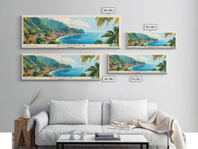 Load image into Gallery viewer, Dominica, Dominica Panoramic Beach Print, Vacation Gift, Dominica Wall Art, Framed Canvas Print, Framed Beach Painting
