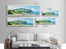 Carregar imagem no visualizador da galeria, Faial Island, Portugal Panoramic Print, Vacation Gift, Portugal Wall Art, Beach Painting, Beach Decor, Large Wall Art, Wood Frame Art