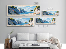 Load image into Gallery viewer, Les Calanques de Cassis, France Panoramic Print, Vacation Gift, France Wall Art, Beach Painting, Beach Decor, Large Wall Art, Wood Frame Art