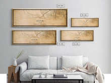 Load image into Gallery viewer, Panoramic Austin Map Print Canvas or Poster, Texas Map Art, Texas Map Print, Vintage Texas Map Framed Art, Retro / Distressed Office Art