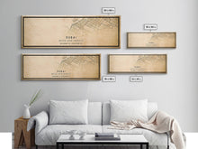 Load image into Gallery viewer, Dubai UAE Panoramic map print poster or framed canvas, Dubai map print poster canvas, Dubai city map print poster canvas, Vintage Travel Art