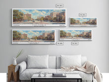 Cargar imagen en el visor de la galería, Columbia South Carolina Panoramic Watercolor Painting Framed Canvas Print, Travel Poster Art, Urban Cityscape, Living Room Decor, Wall Hanging, Office Art, Southern Charm Gift