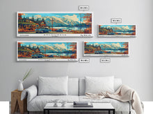 Load image into Gallery viewer, Anchorage Alaska Panoramic Travel Poster Framed Canvas Print, Mid Century Modern Art, Pop Art Style, Wall Art Decor, Home Decoration