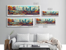 Load image into Gallery viewer, Atlanta Georgia Panoramic Wall Art Framed Canvas Print, Mid Century Modern Art, Pop Art Style, Travel Poster, Home Decor, Wall Hanging