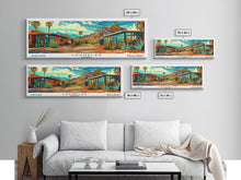 Cargar imagen en el visor de la galería, Chandler Arizona Panoramic Wall Art Framed Canvas Print, Mid Century Modern Art, Pop Art Style, Travel Poster, Home Decor, Retro Style