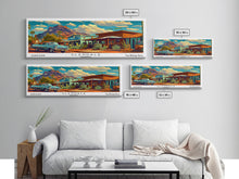 Load image into Gallery viewer, Glendale Arizona Panoramic Painting Framed Canvas Print, Mid Century Modern Art, Pop Art Style, Travel Poster, Wall Art Decor