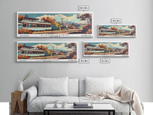 Carregar imagem no visualizador da galeria, Albuquerque New Mexico Panoramic Painting, Mid Century Modern Framed Canvas Print, Retro Pop Art Travel Poster, Wall Decor, Office Art
