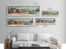 Load image into Gallery viewer, Anchorage Alaska Panoramic Painting, Mid Century Modern Framed Canvas Print, Retro Pop Art Travel Poster, Wall Art, Home Decor, Office Art