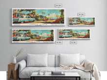 Load image into Gallery viewer, Chula Vista California Panoramic Painting, Mid Century Modern Framed Canvas Print, Retro Pop Art Travel Poster, Wall Decor, Office Art