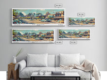 Load image into Gallery viewer, El Paso Texas Panoramic Wall Art, Retro Pop Art Framed Canvas Print, Mid Century Modern Travel Poster, Living Room Decor, Office Wall Art