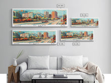 Load image into Gallery viewer, El Paso Texas Panoramic Wall Art, Retro Pop Art Framed Canvas Print, Mid Century Modern Travel Poster, Living Room Decor, Office Wall Art