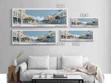 Load image into Gallery viewer, Antioch California Panoramic Painting, Mid Century Modern Framed Canvas Print, Retro Pop Art Travel Poster, Home Decor, City Art
