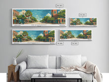 Load image into Gallery viewer, Beaumont Texas Panoramic Painting, Mid Century Modern Framed Canvas Print, Retro Pop Art Travel Poster, Living Room Wall Art, City Print