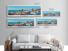 Carregar imagem no visualizador da galeria, Carlsbad California Panoramic Painting, Mid Century Modern Framed Canvas Print, Retro Pop Art Travel Poster, Living Room Wall Art, City Print