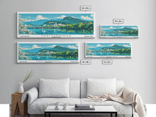 Cargar imagen en el visor de la galería, Chattanooga Tennessee Panoramic Painting, Mid Century Modern Framed Canvas Print, Retro Pop Art Travel Poster, Home Decor, City Print