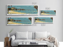 Cargar imagen en el visor de la galería, Clearwater Florida Panoramic Painting, Mid Century Modern Framed Canvas Print, Retro Pop Art Travel Poster, Home Decor, City Art