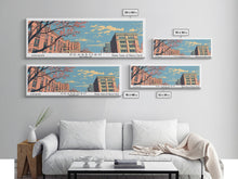 Load image into Gallery viewer, Dearborn Michigan Panoramic Painting, Mid Century Modern Framed Canvas Print, Retro Pop Art Travel Poster, City Wall Decor, Office Wall Art