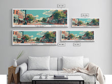 Load image into Gallery viewer, Edison New Jersey Panoramic Painting, Mid Century Modern Framed Canvas Print, Retro Pop Art Travel Poster, City Wall Decor, Home Decor